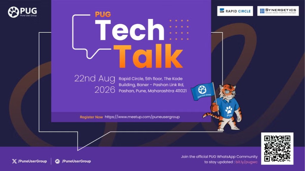 PUG Tech Talk Aug 2026 poster by Pune User Group at Rapid Circle