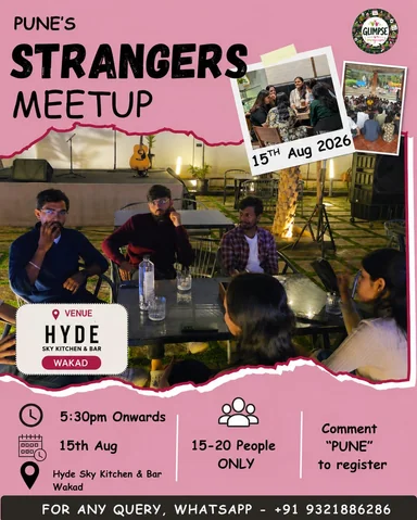 Pune's Strangers Meetup poster by Glimpse at Hyde Sky Kitchen & Bar Wakad