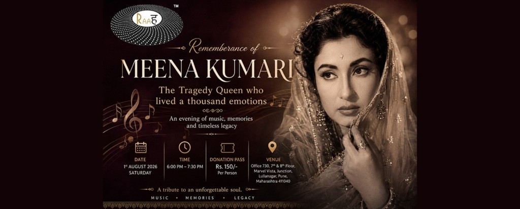Remembering Meena Kumari tribute poster at Raah cultural centre Pune