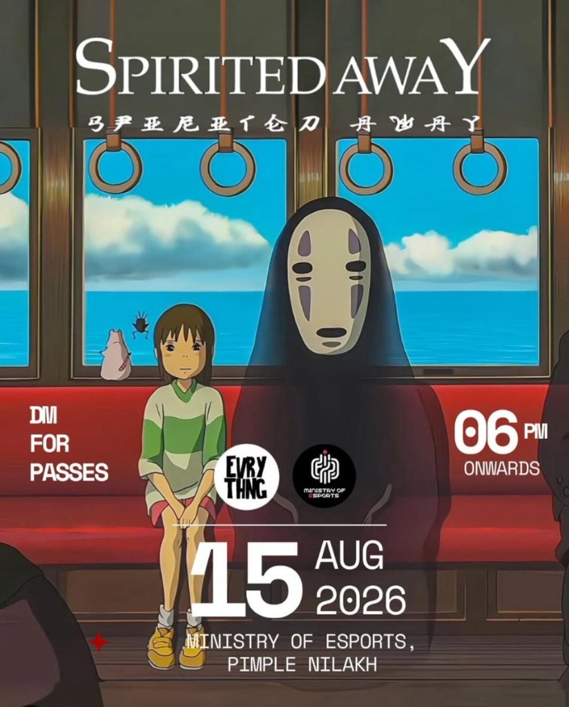 Spirited Away screening poster at Ministry of Esports Pimple Nilakh by weareevrythng